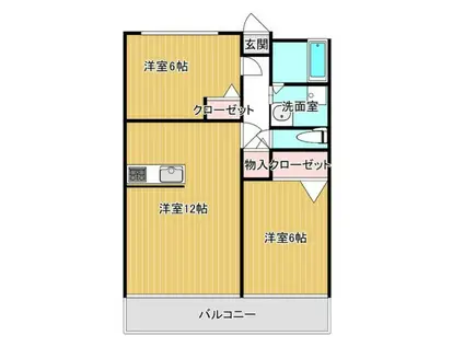 東仙台五番館(2LDK/2階)の間取り写真