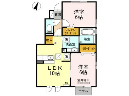 フォレストパーク道珍 I(2LDK/1階)の間取り写真