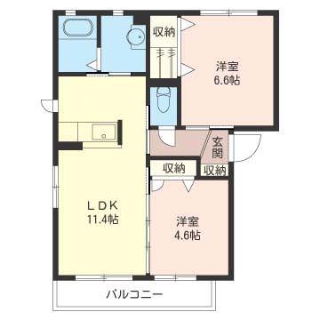アムールA(2LDK/2階)の間取り写真