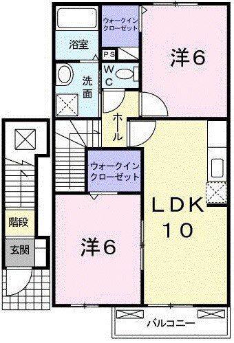フォーリスト クスジIII(2LDK/2階)の間取り写真