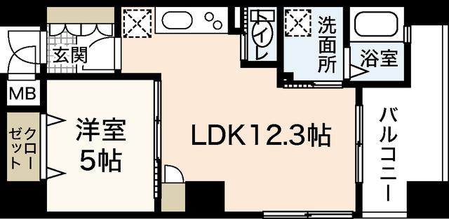 アールヴォレ楠木(1LDK/3階)の間取り写真