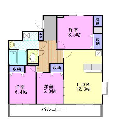 リバーサイド天神(3LDK/1階)の間取り写真
