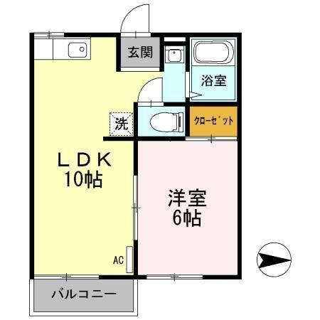 ドエルビリジャン(1LDK/1階)の間取り写真