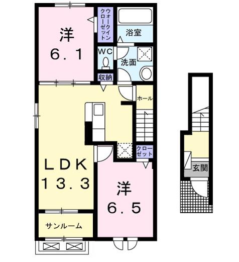 クレールC(2LDK/2階)の間取り写真