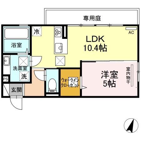 ハウスとりみゆ(1LDK/1階)の間取り写真
