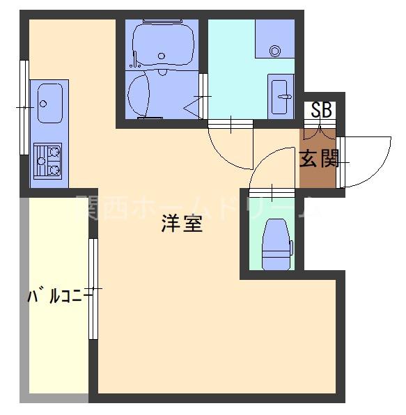 ガーデンヒルズ守口(ワンルーム/7階)の間取り写真