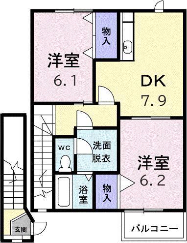 グラン・シャリオ(2DK/2階)の間取り写真