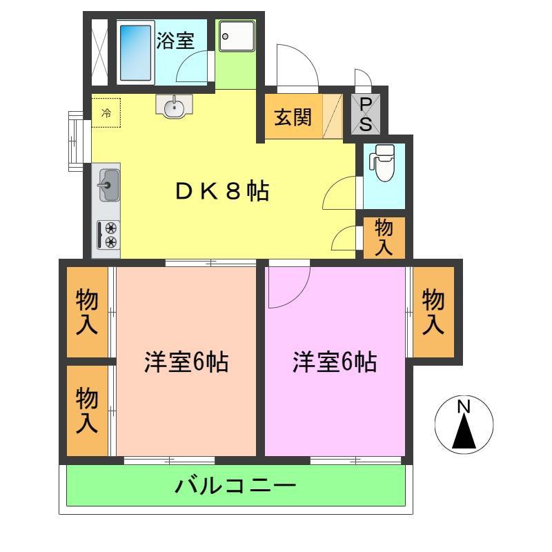 クラウンハウス(2DK/3階)の間取り写真