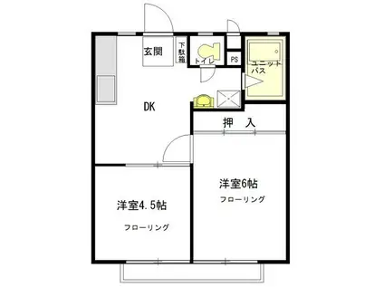 広栄アパート(2DK/2階)の間取り写真