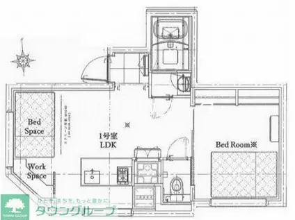 ラフィネ調布(1LDK/4階)の間取り写真