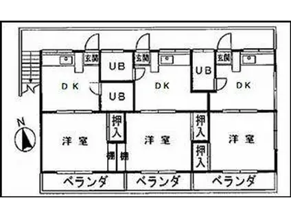 ペアライフ(1DK/1階)の間取り写真