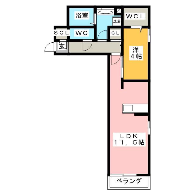 OHANA(1LDK/2階)の間取り写真