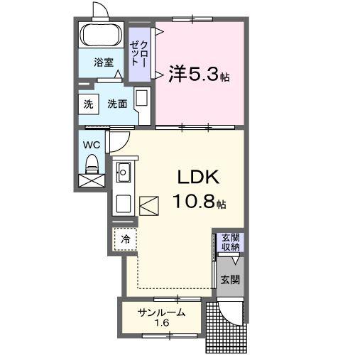 ベル リュミエール(1LDK/1階)の間取り写真