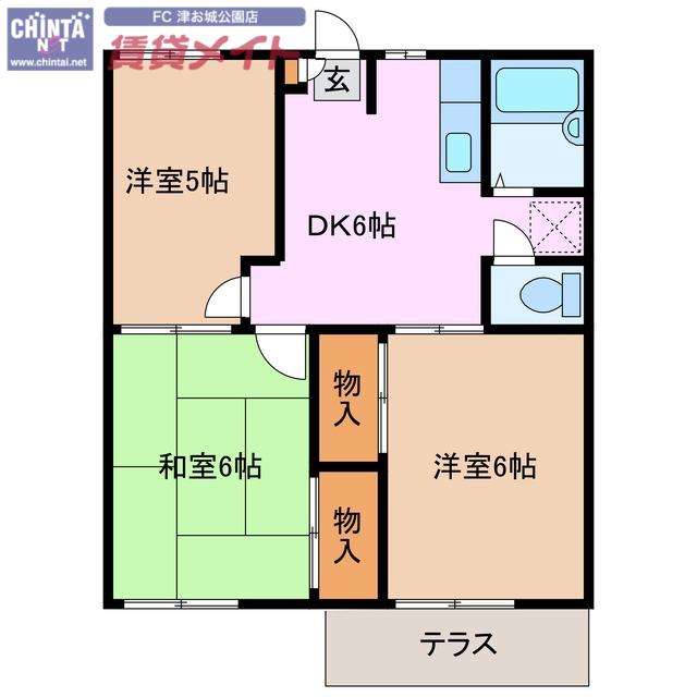 ファミーユオオタニ(3DK/1階)の間取り写真