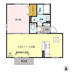 クレールB棟(1LDK/1階)の間取り写真