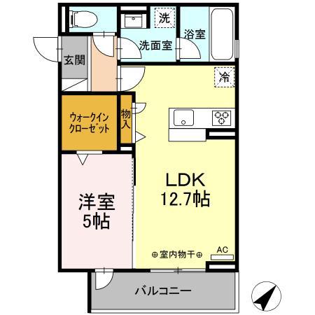 D CREST 相生(1LDK/3階)の間取り写真