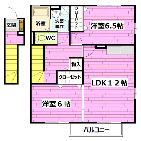 花音B棟(2LDK/2階)の間取り写真
