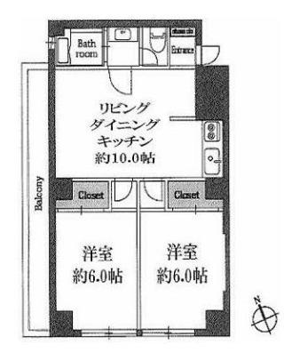 サクラハイツ(2LDK/10階)の間取り写真