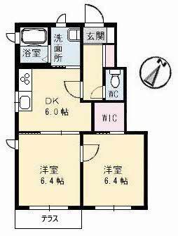 イデアルメゾンB棟(2DK/1階)の間取り写真