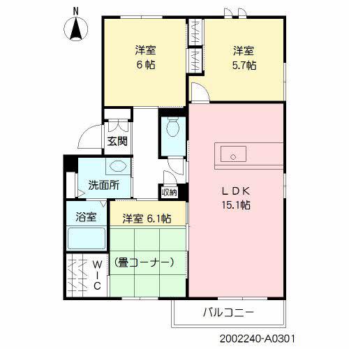 RECOTT中島(3LDK/3階)の間取り写真