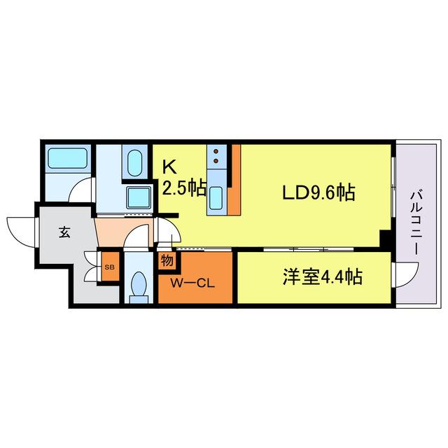 ジオタワー大阪十三(1LDK/5階)の間取り写真