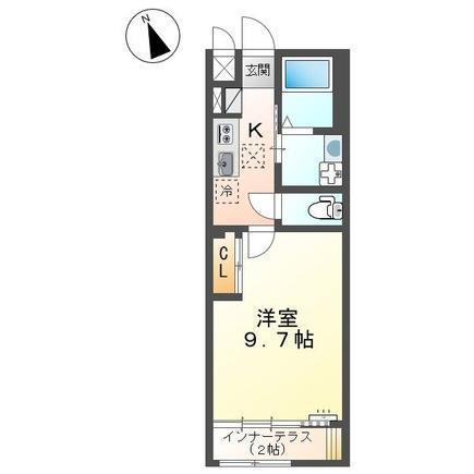 ティエードII(1K/1階)の間取り写真