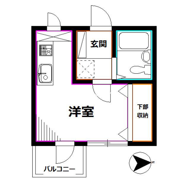 パティオ武蔵野(ワンルーム/3階)の間取り写真