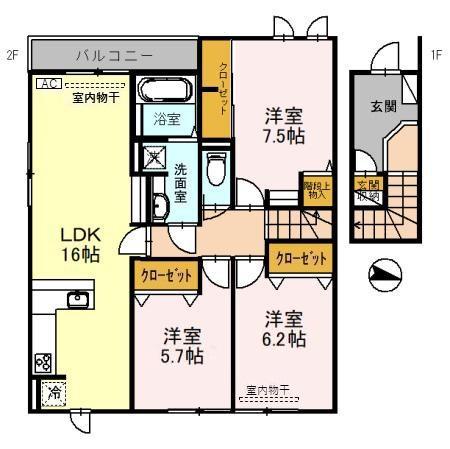 ARCOBALENOA(3LDK/2階)の間取り写真