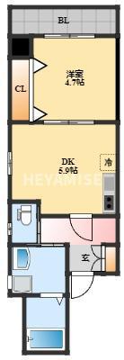 リベルテかじや町(1DK/5階)の間取り写真