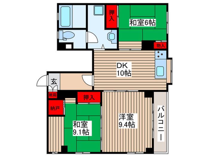 グランシャトー井草(3DK/3階)の間取り写真