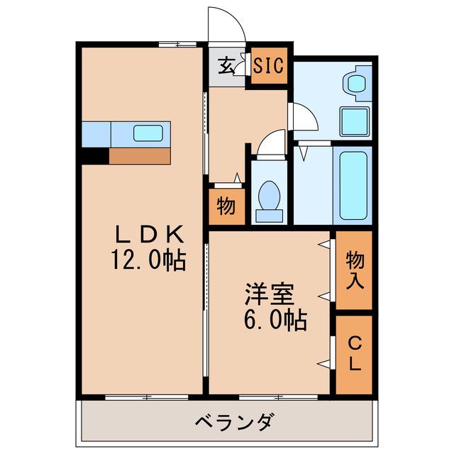 オークビレッジ名城(1LDK/2階)の間取り写真