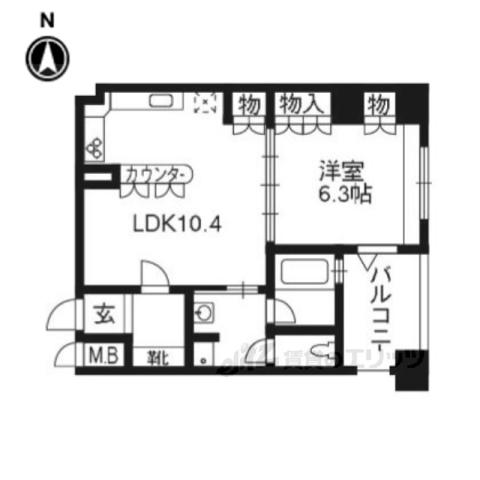 リーガル京都御所東(1LDK/3階)の間取り写真