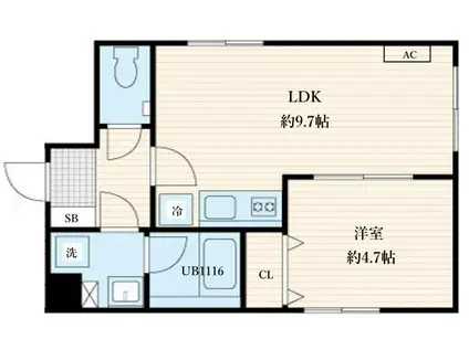 ALATO森下II(1LDK/5階)の間取り写真