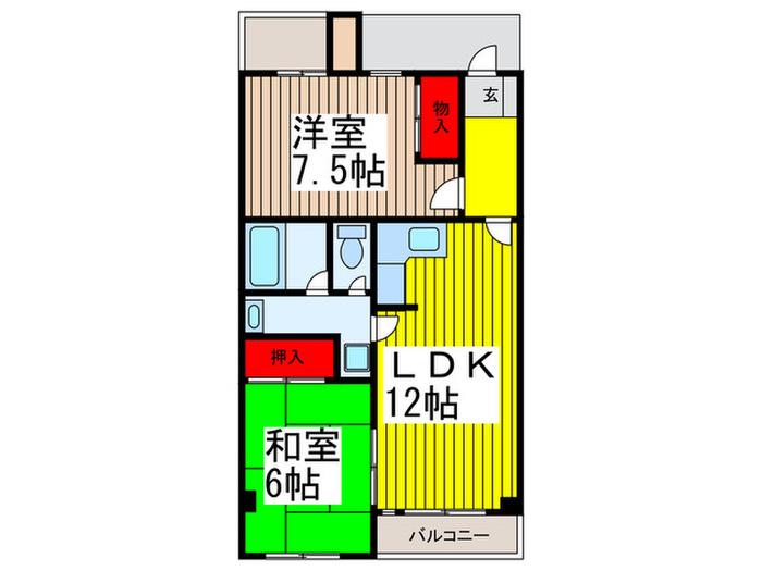 ヴィラ本町東(2LDK/4階)の間取り写真