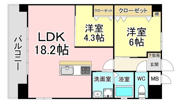 テイアイ8(2LDK/7階)の間取り写真