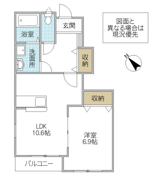 ＪＲ常磐線 友部駅 徒歩20分 2階建 築12年(1LDK/1階)の間取り写真
