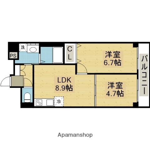 リアライズ今里南(2DK/7階)の間取り写真