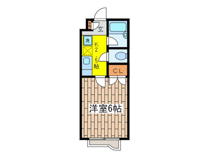 藤ハウス(1K/1階)の間取り写真