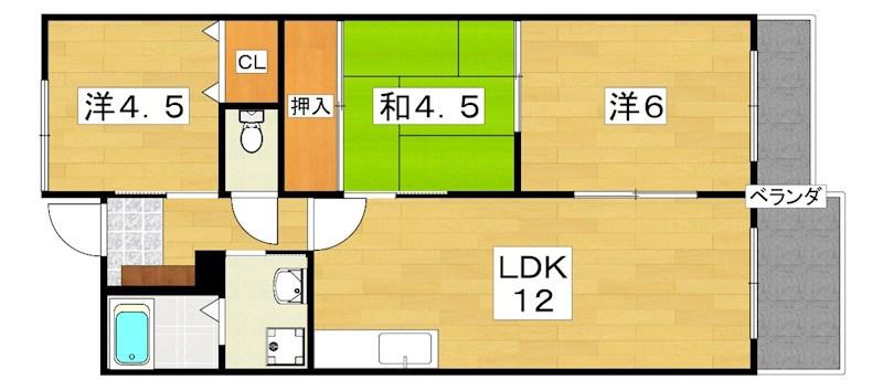 リバージュI(3LDK/8階)の間取り写真