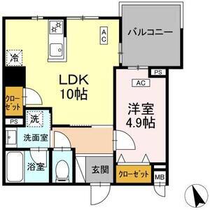 ヴィラ トルチュ東刈谷(1LDK/4階)の間取り写真