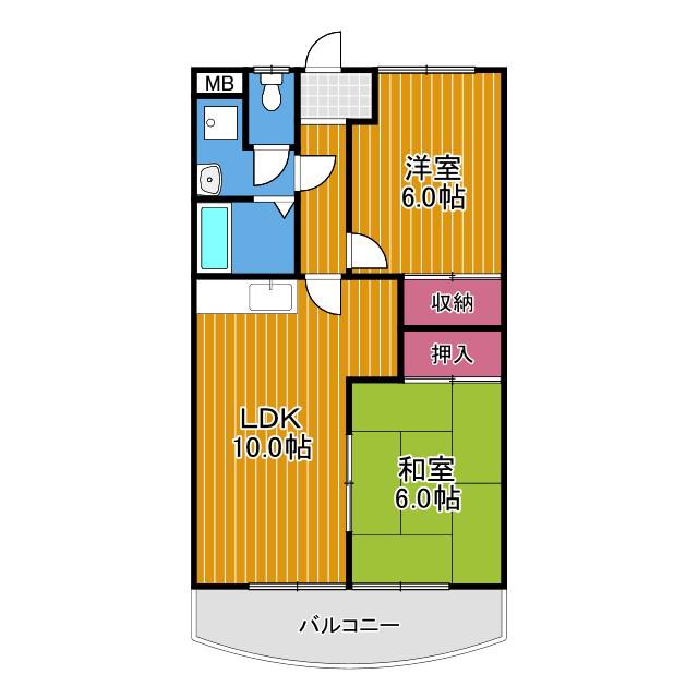 シェラ金剛(2LDK/3階)の間取り写真