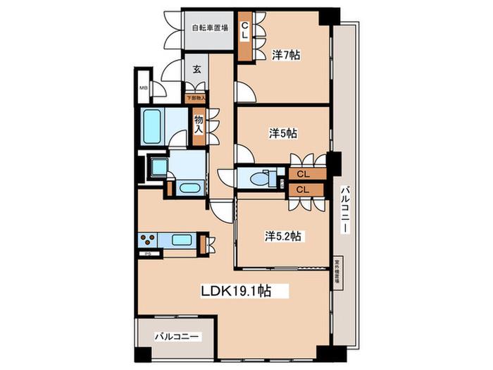 LA MARSA 八事山 I(3LDK/4階)の間取り写真