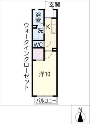 ニシケイ緑ハイツ(1K/2階)の間取り写真