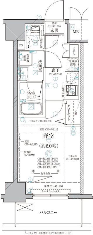 ディアレイシャス泉(1K/10階)の間取り写真