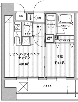 アクタス天神北(1LDK/10階)の間取り写真