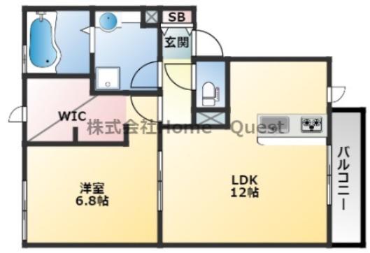 TOILE BLANCHE(1LDK/2階)の間取り写真