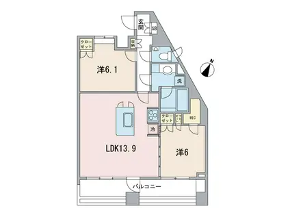 グランステューディオ中目黒(2LDK/9階)の間取り写真