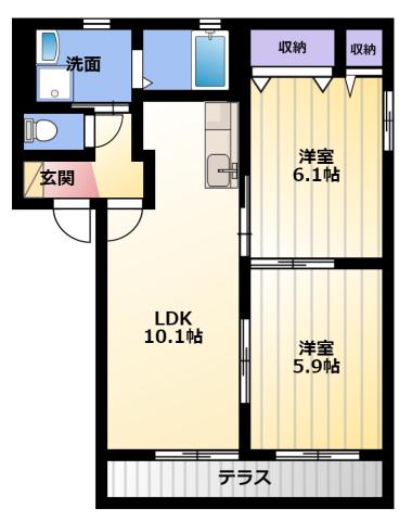 フィオーレI(2LDK/1階)の間取り写真