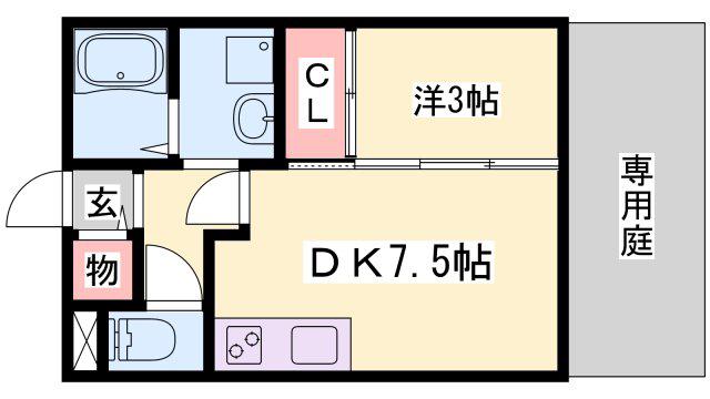 アバンセM(1DK/1階)の間取り写真