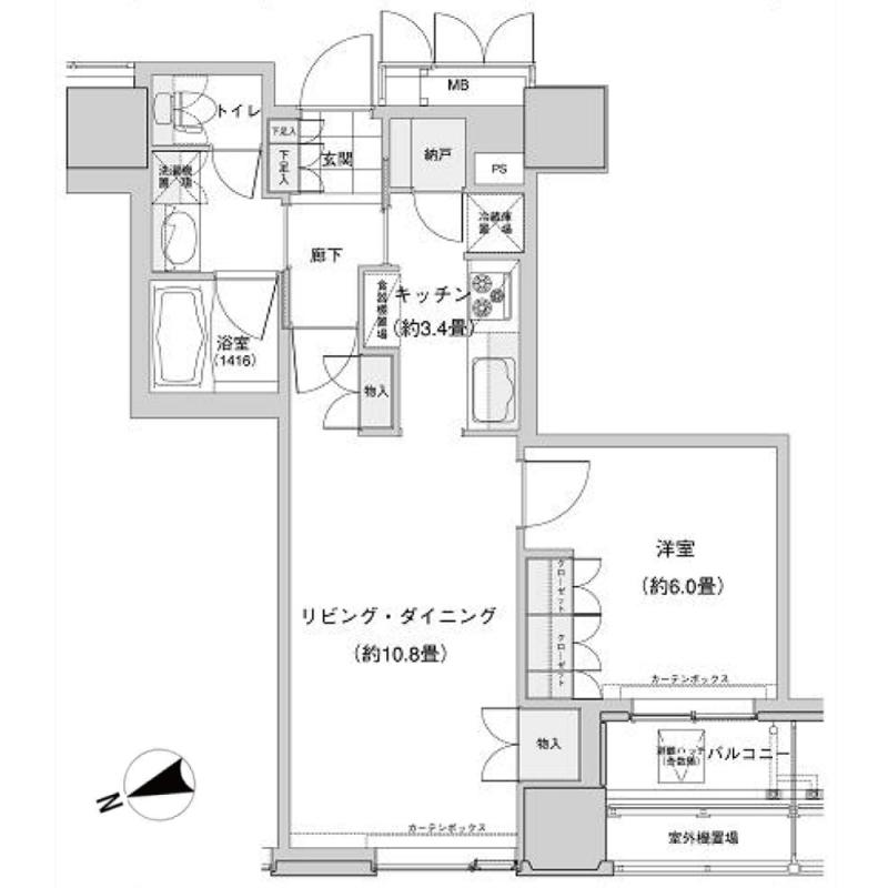 ウエストパークタワー池袋(1LDK/8階)の間取り写真